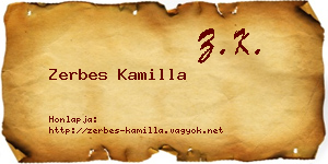 Zerbes Kamilla névjegykártya